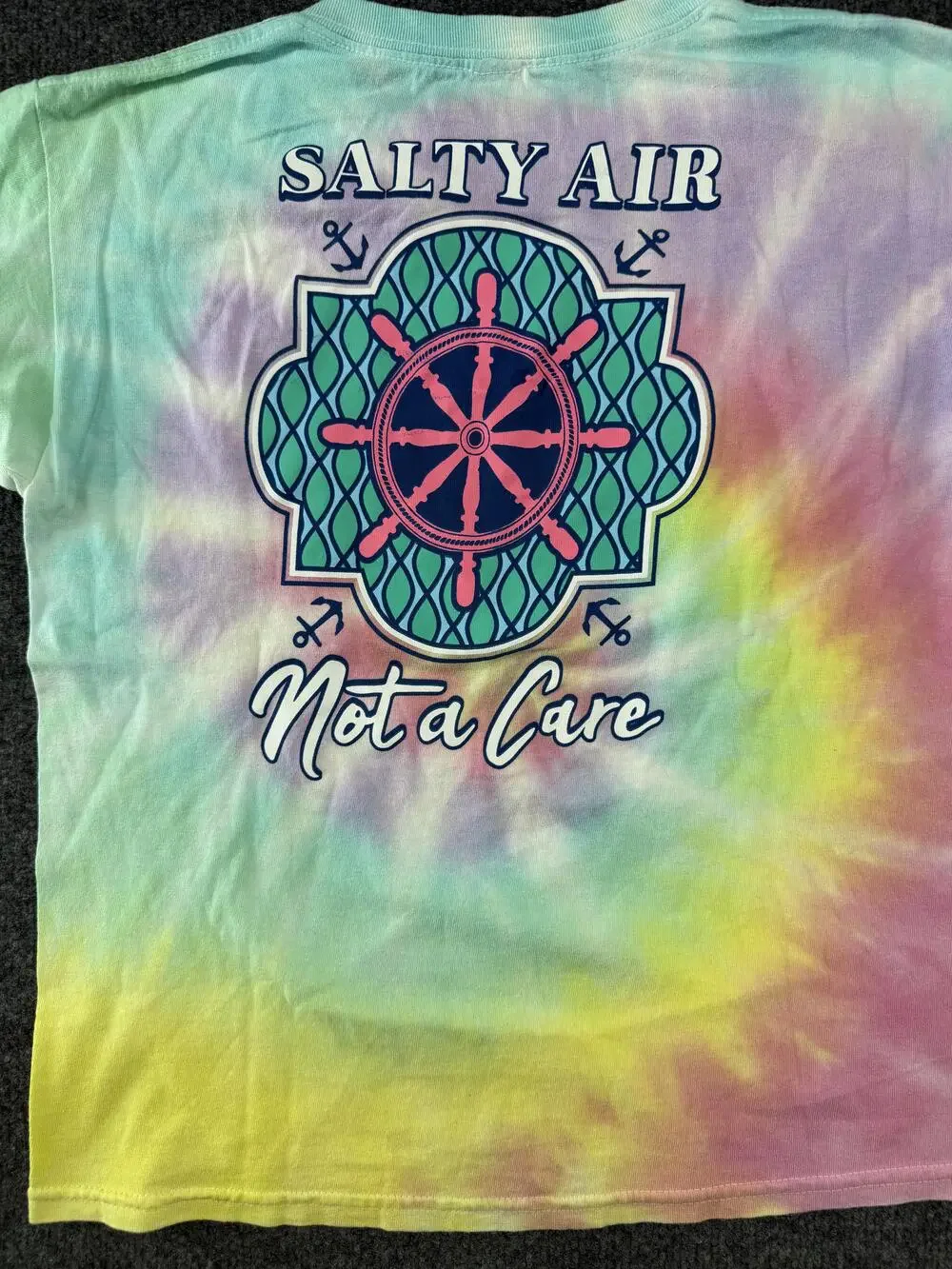 Benny & Belle Shirt Girls M Multicolor Tie Dye Salty Air Not A Care Nautical